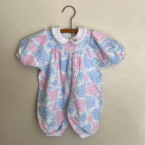 Vintage Baby Dior Floral Print Onesie 6 Month